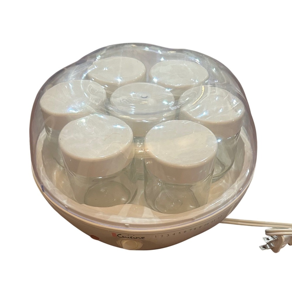 Euro Cuisine Yogurt Maker White Electric YM80 with 7 Glass Jars 6oz